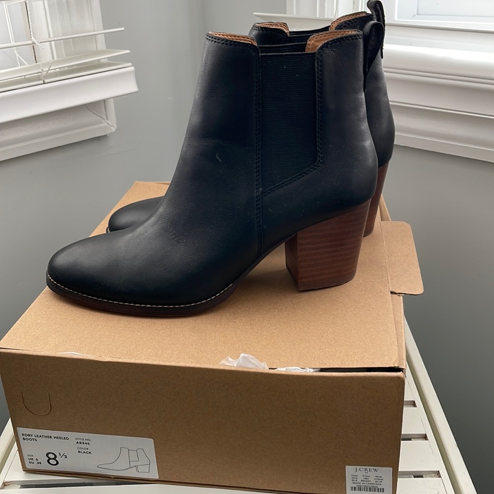 J. Crew Rory Leather Heeled boots